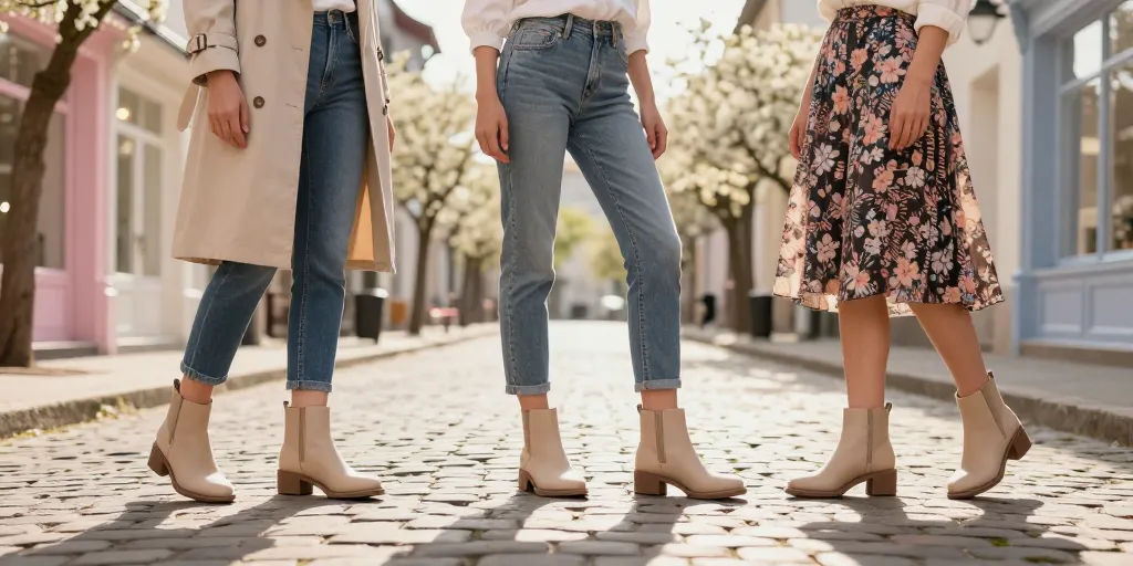 look bottines beige